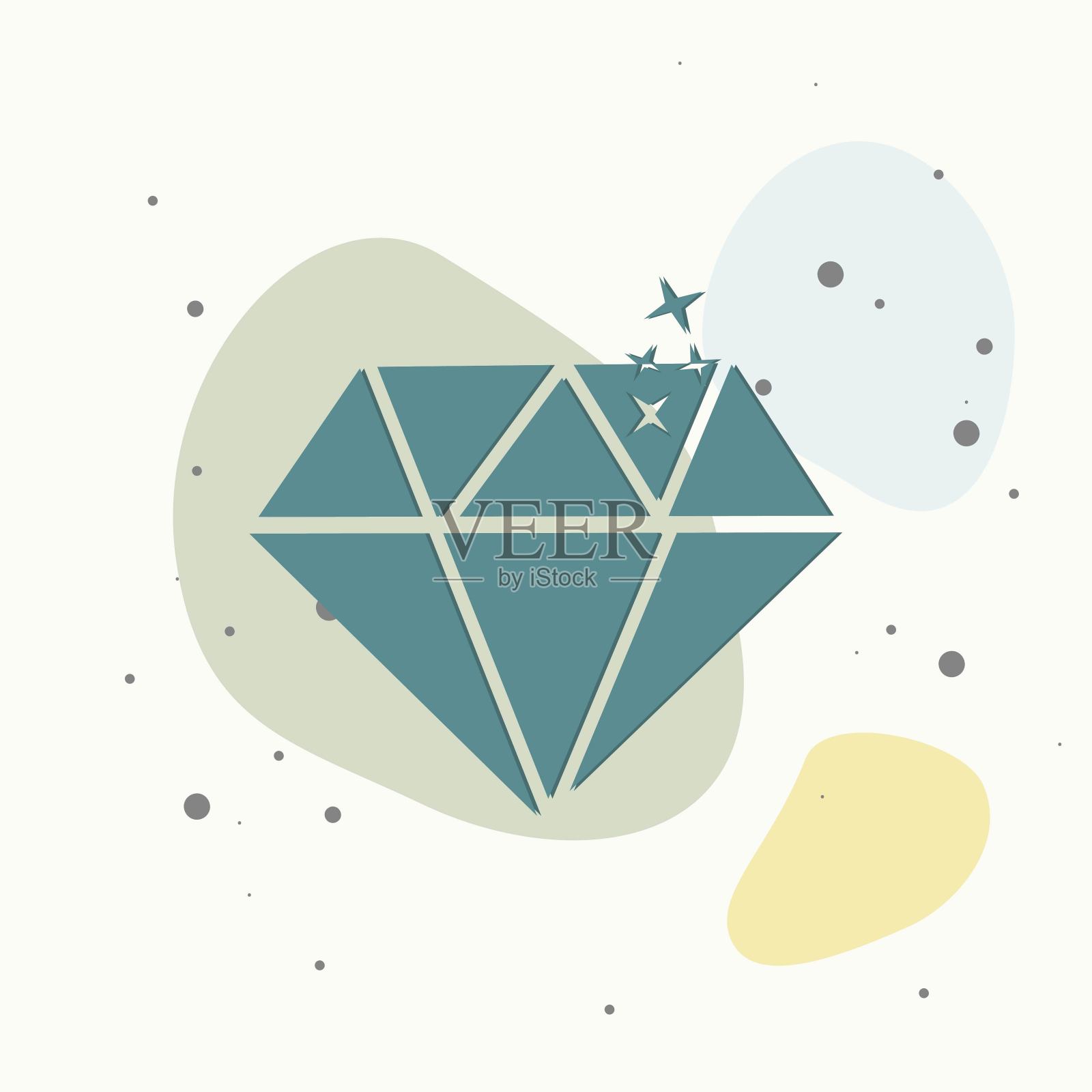 钻石矢量图标。图标宝石红宝石的五彩背景。插画图片素材