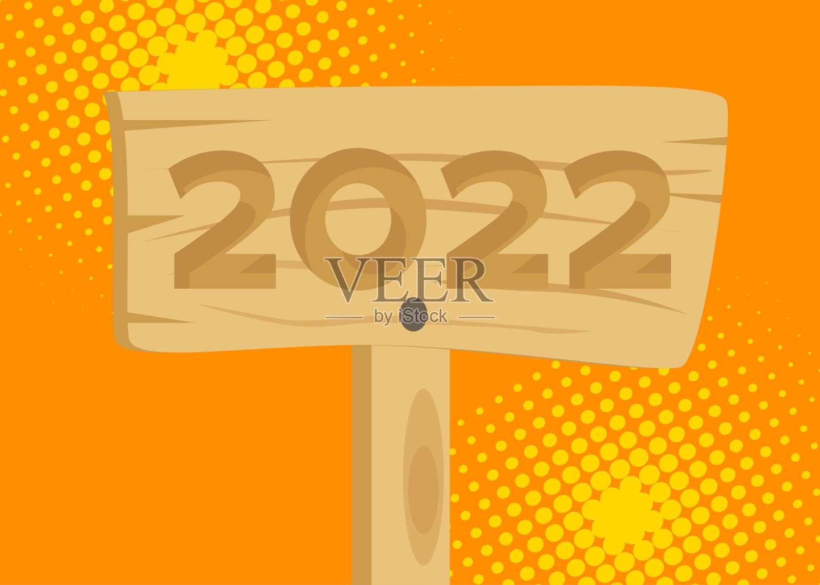 木制标牌上的2022号。插画图片素材