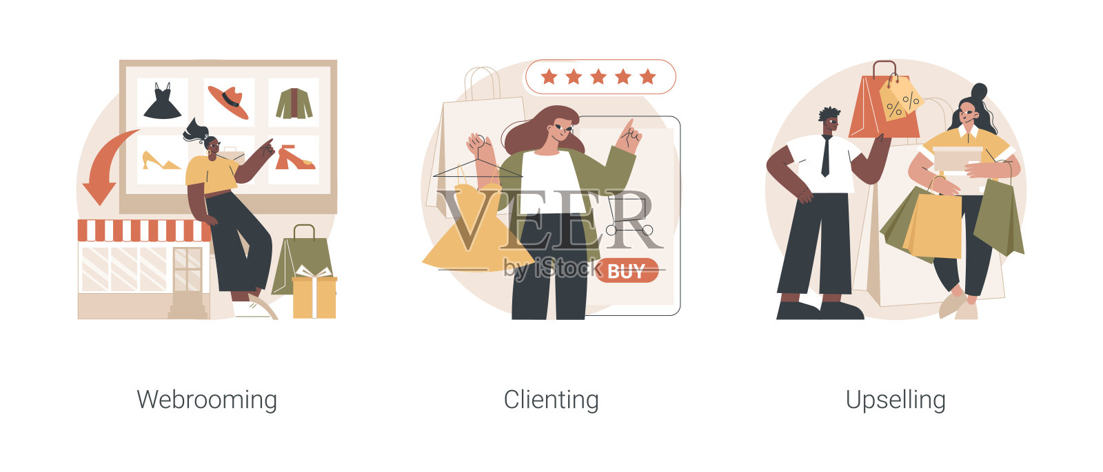 购物行为抽象概念矢量插图。插画图片素材