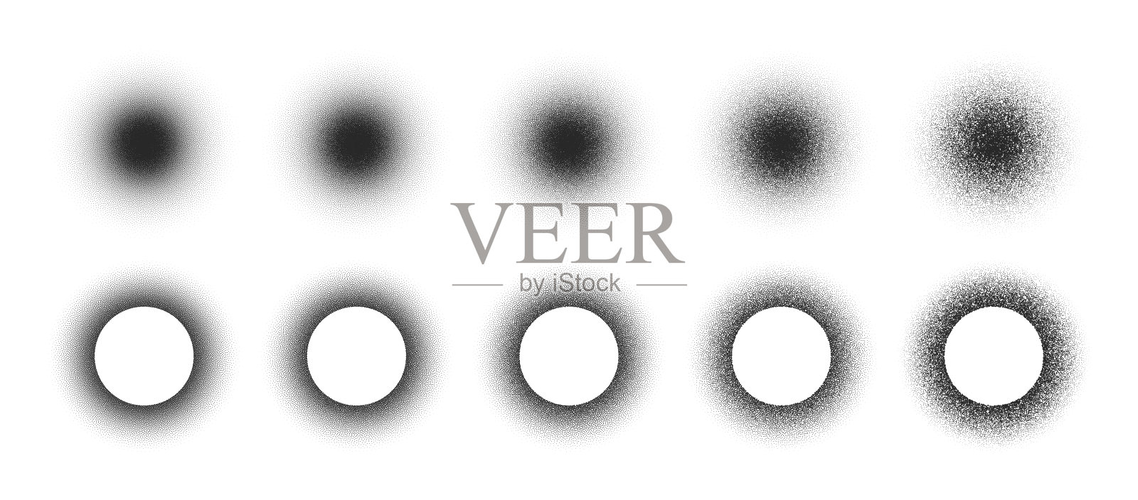 点画圆手绘网络矢量抽象形状设置在白色上的不同变化插画图片素材