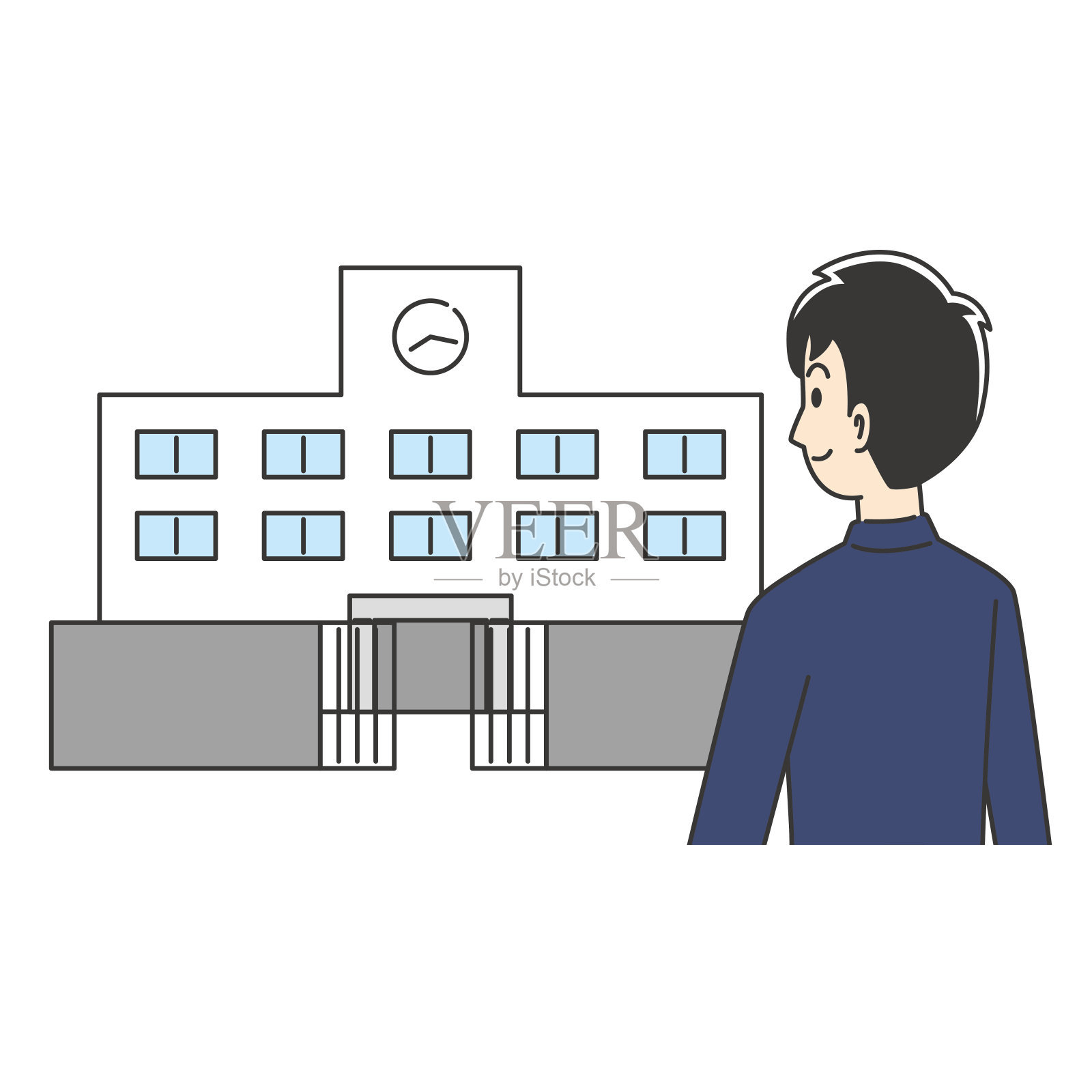 学校的男孩插画图片素材