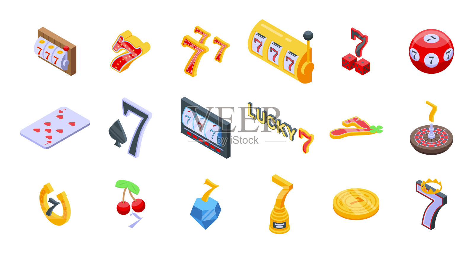 幸运7图标集。图标素材