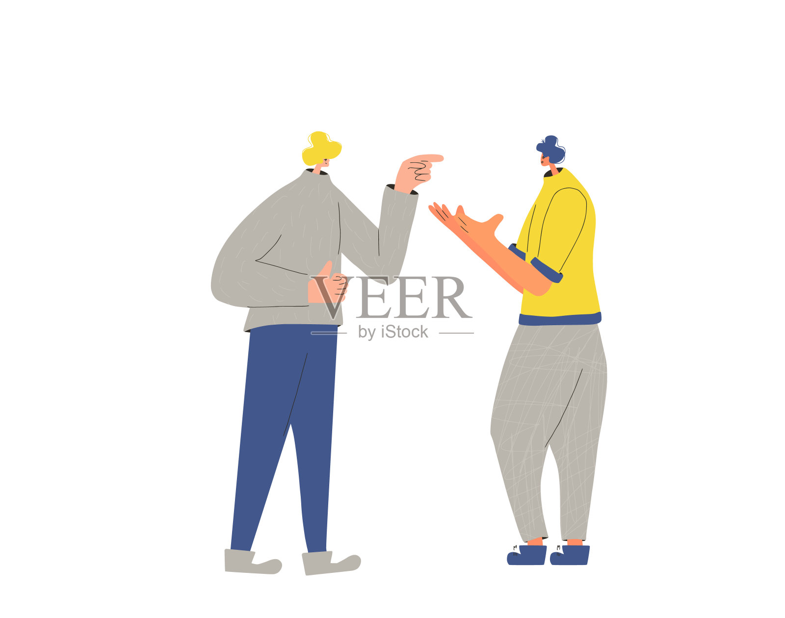 两人冲突。争吵向量设计。插画图片素材