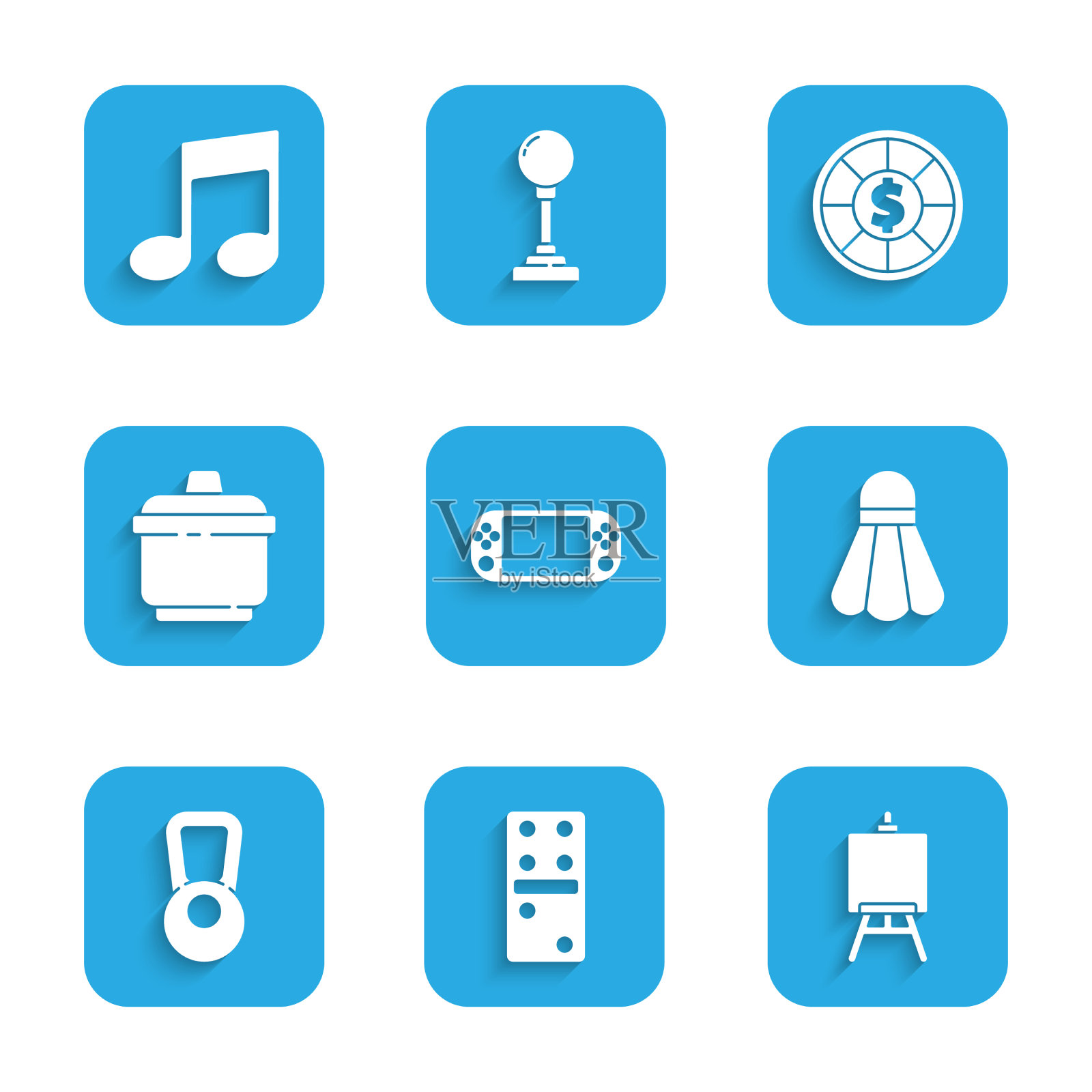 设置便携式视频游戏机多米诺骨牌画架图标素材