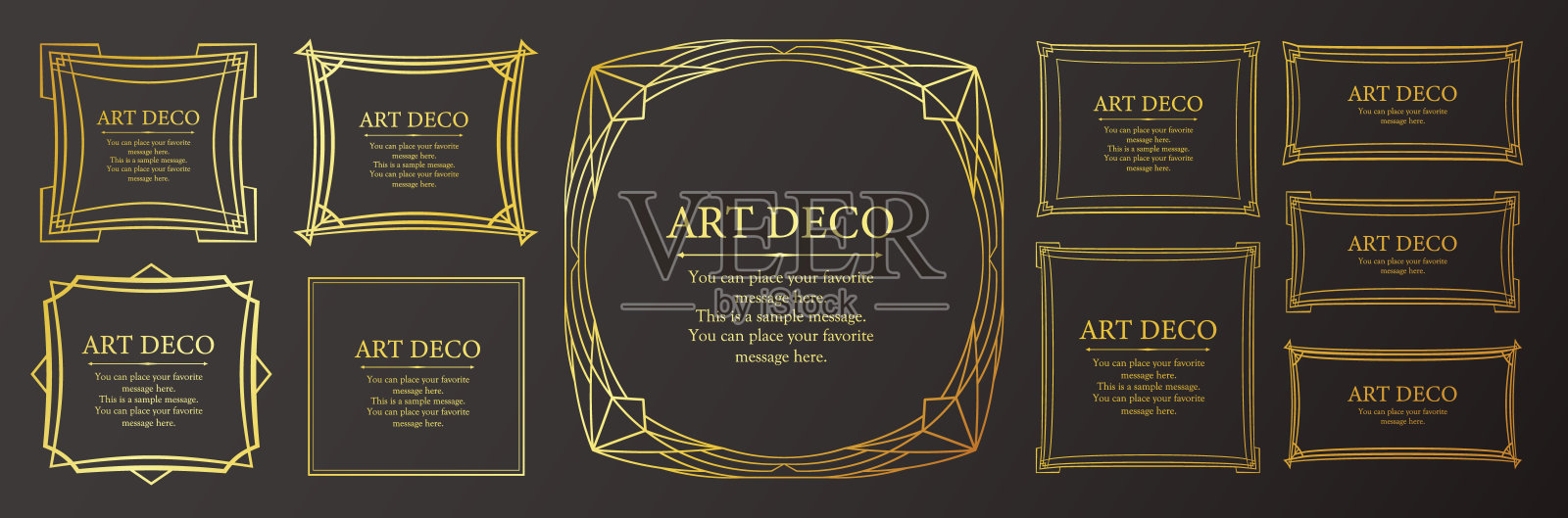 一套受圣诞节启发的框架设计。豪华的设计部分插画图片素材