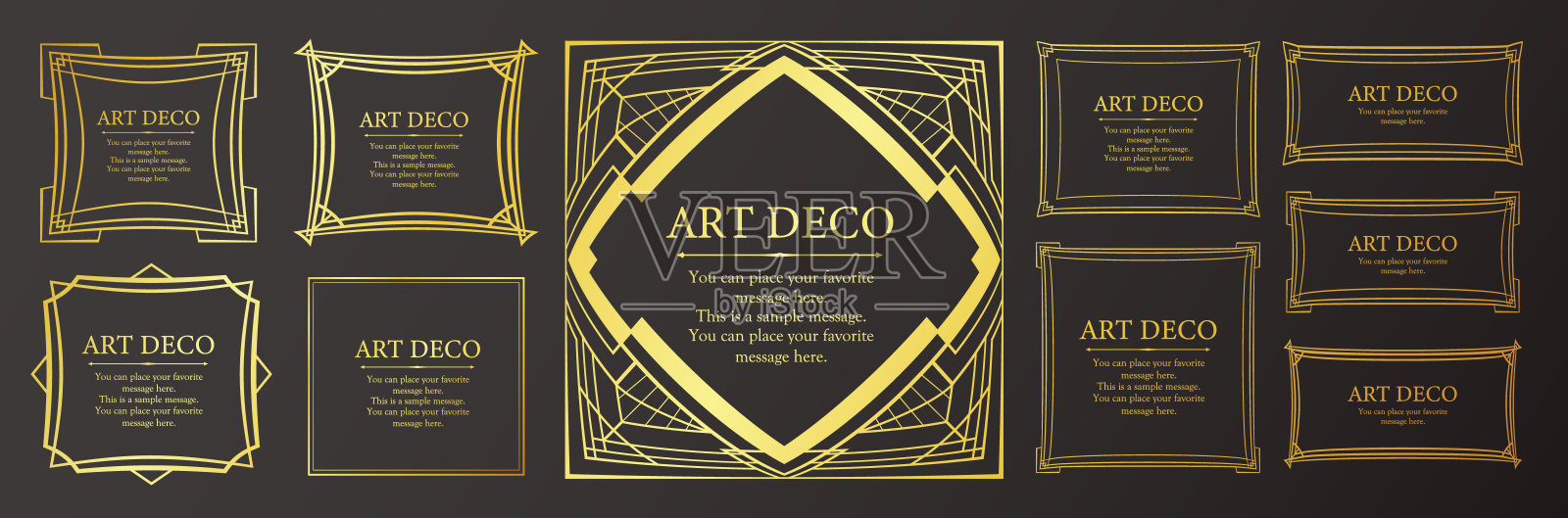 一套受圣诞节启发的框架设计。豪华的设计部分插画图片素材