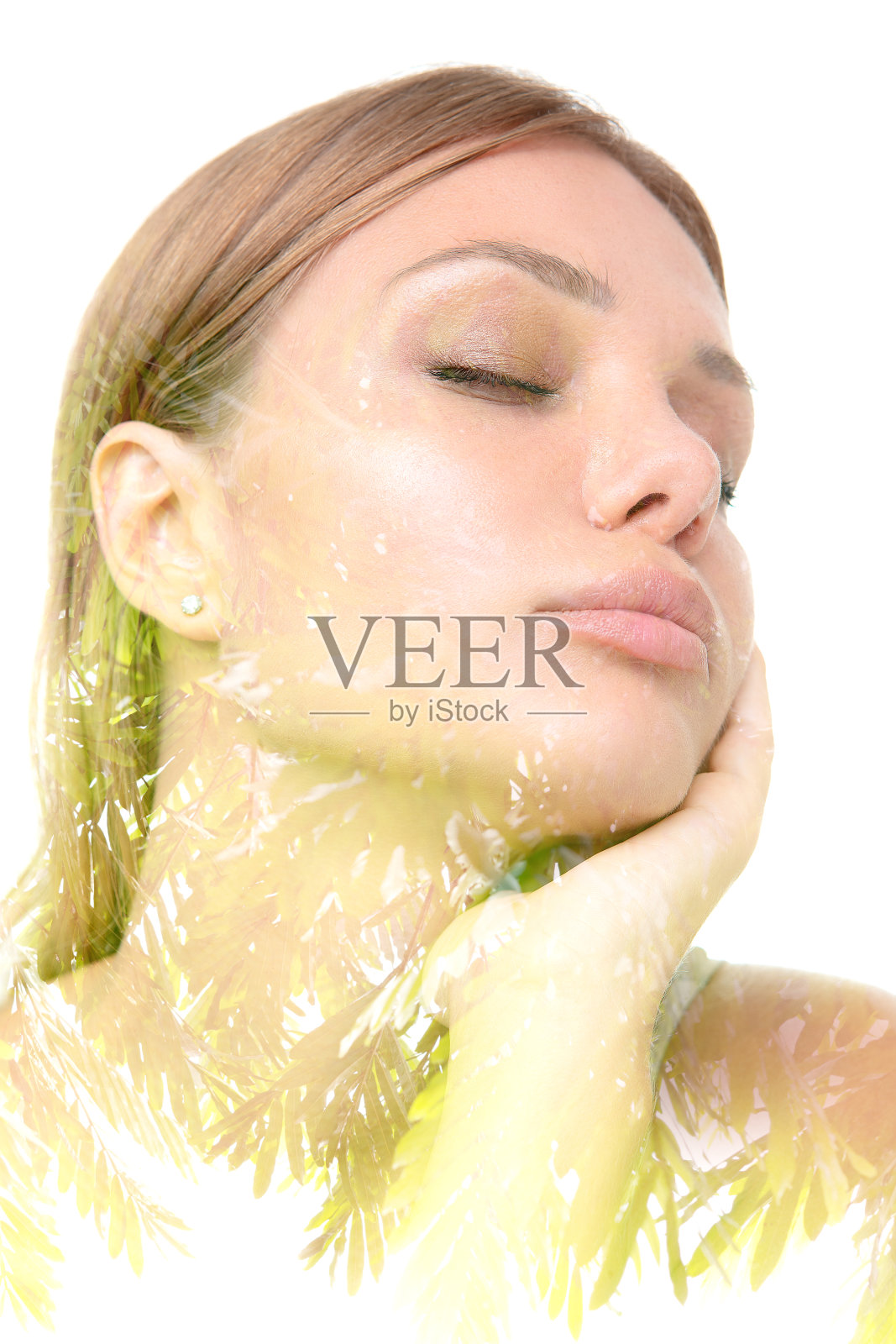 和平的双曝光肖像结合了一个女人的肖像照片摄影图片