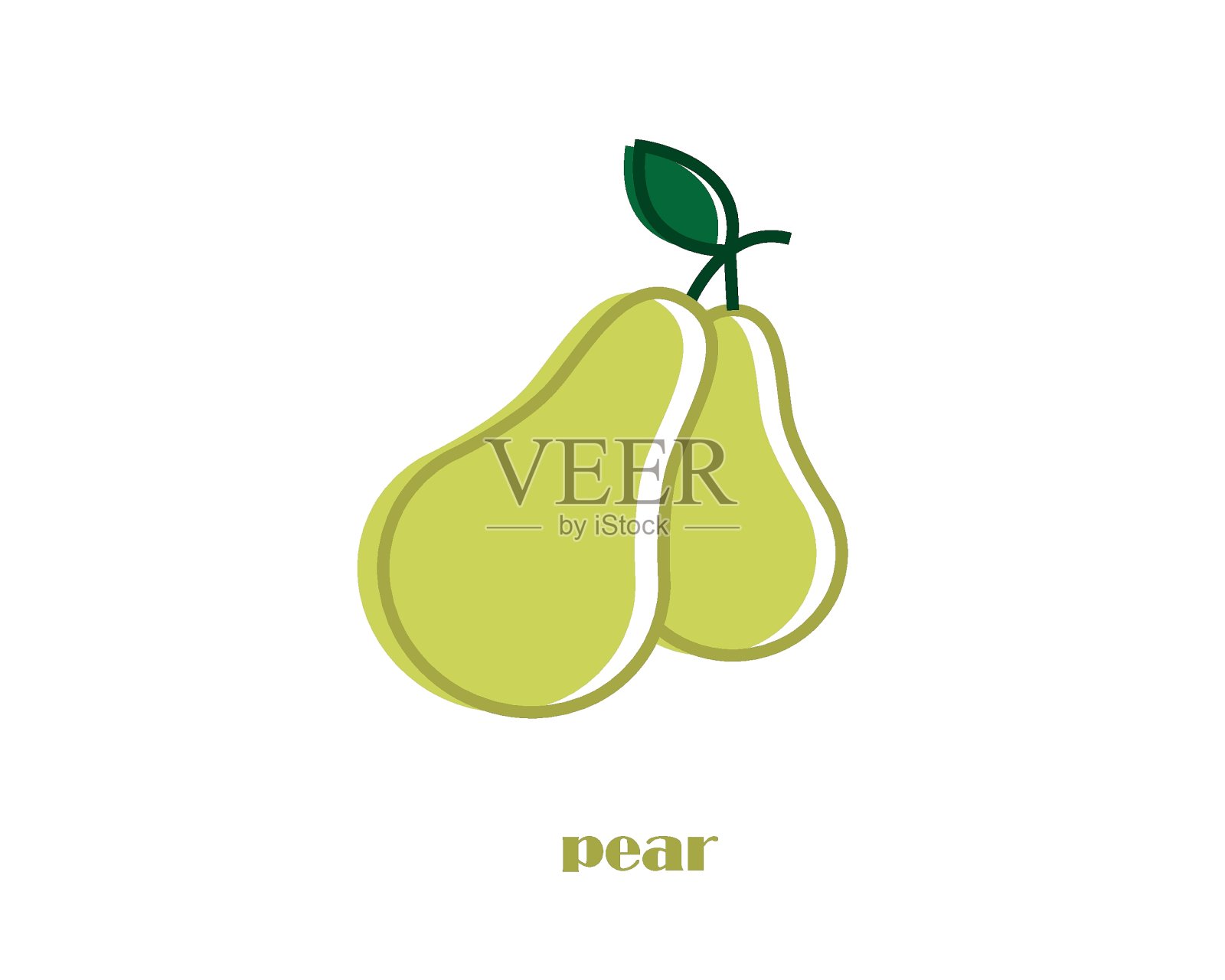 梨水果平面矢量插图。独立图标健康烹饪菜单,标志,设计元素插画图片素材
