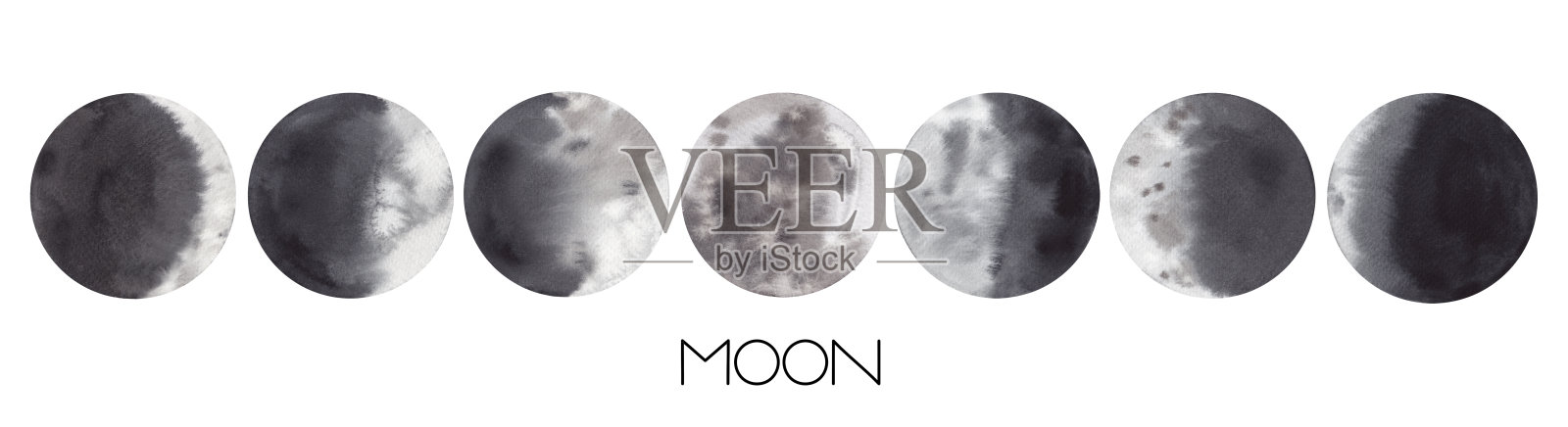 不同的月相插画图片素材