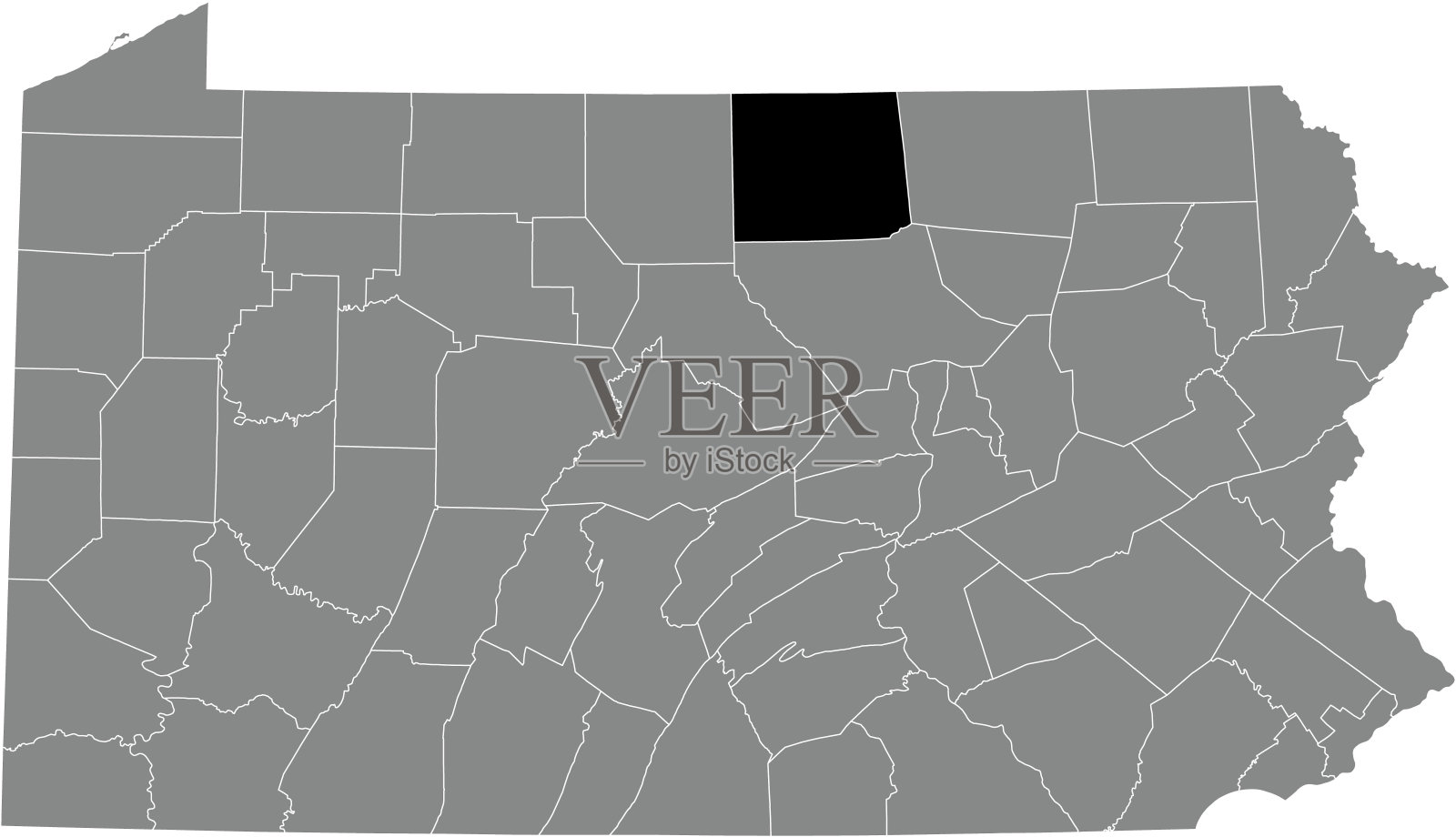 美国宾夕法尼亚州Tioga县的位置图插画图片素材