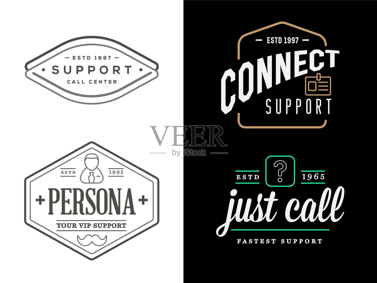 支持联络中心服务要素和协助支持集插画图片素材