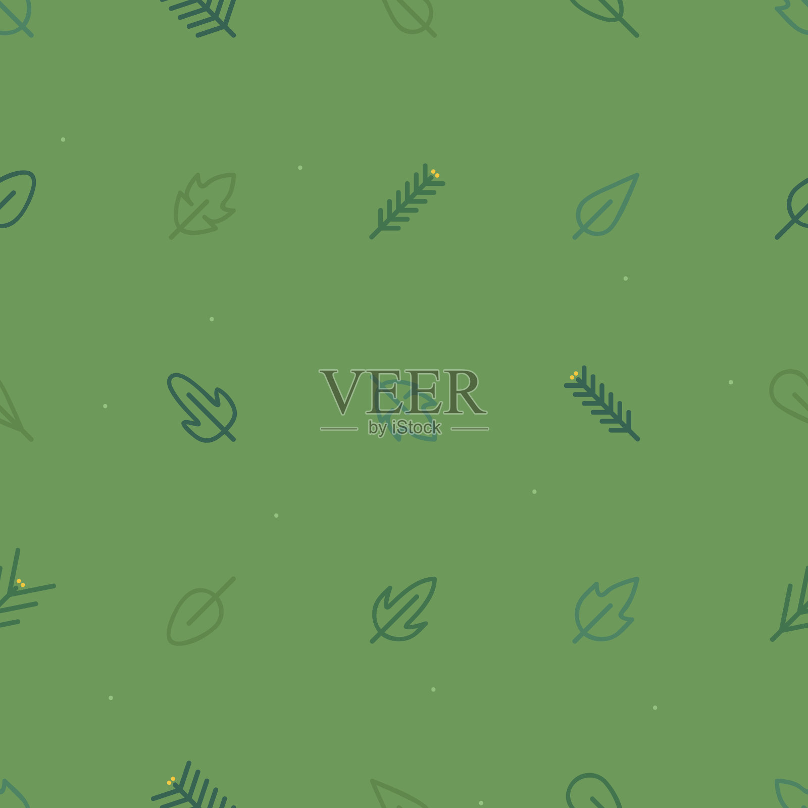 勾勒出树叶和云杉树枝的轮廓插画图片素材