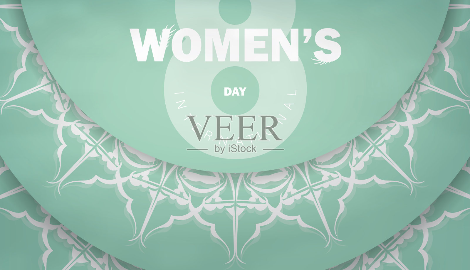 薄荷薄荷8三月传单豪华白色图案插画图片素材