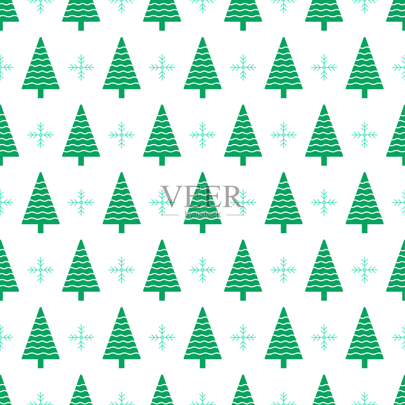 圣诞树和雪花矢量无缝模式插画图片素材