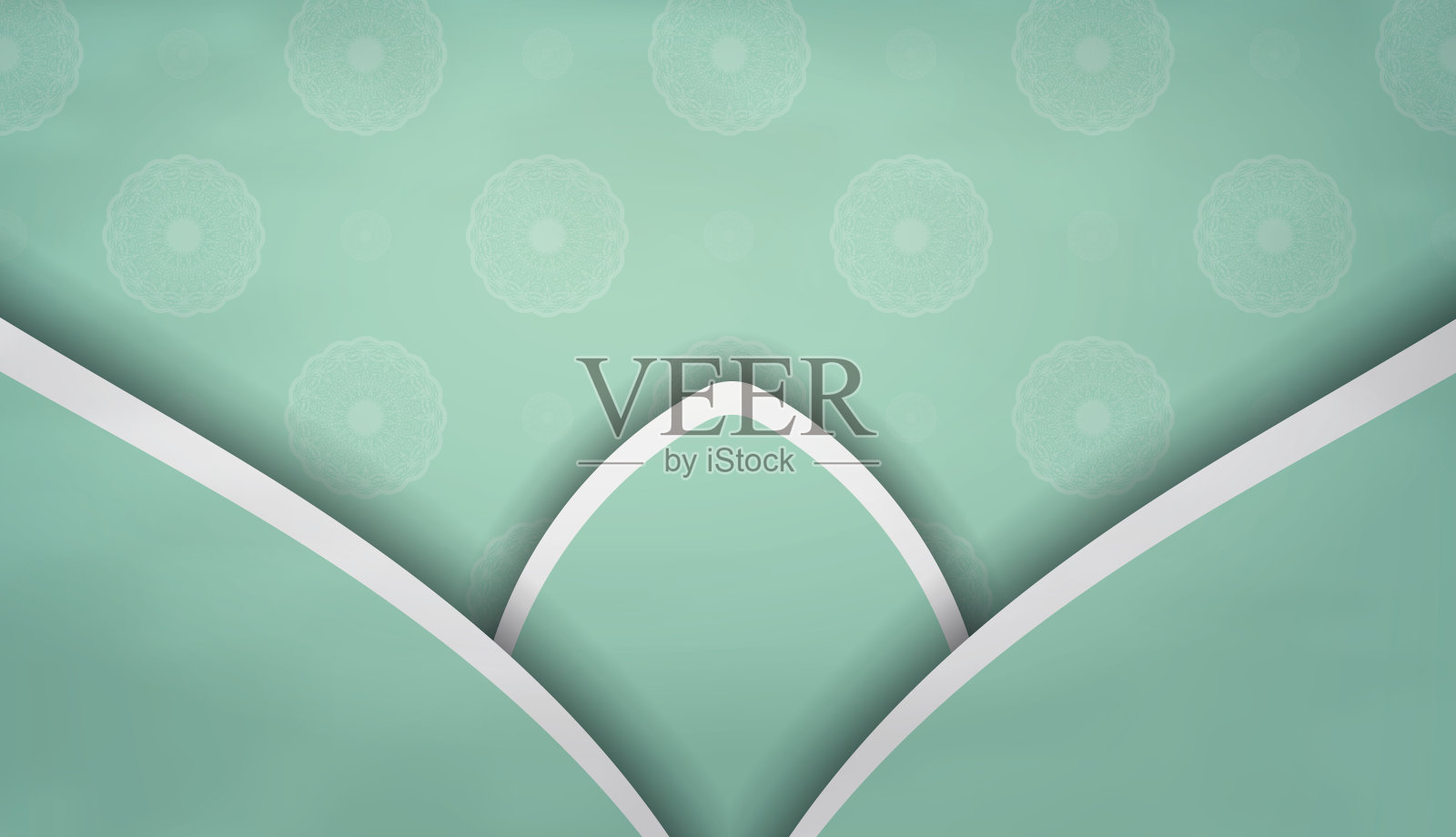 薄荷色背景与复古白色装饰设计下的徽标或文本插画图片素材