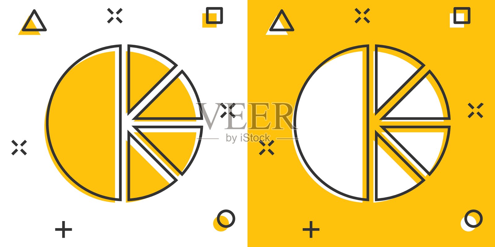 图表图标在漫画风格。图卡通矢量插图的白色孤立的背景。统计数据影响商业理念。图标素材