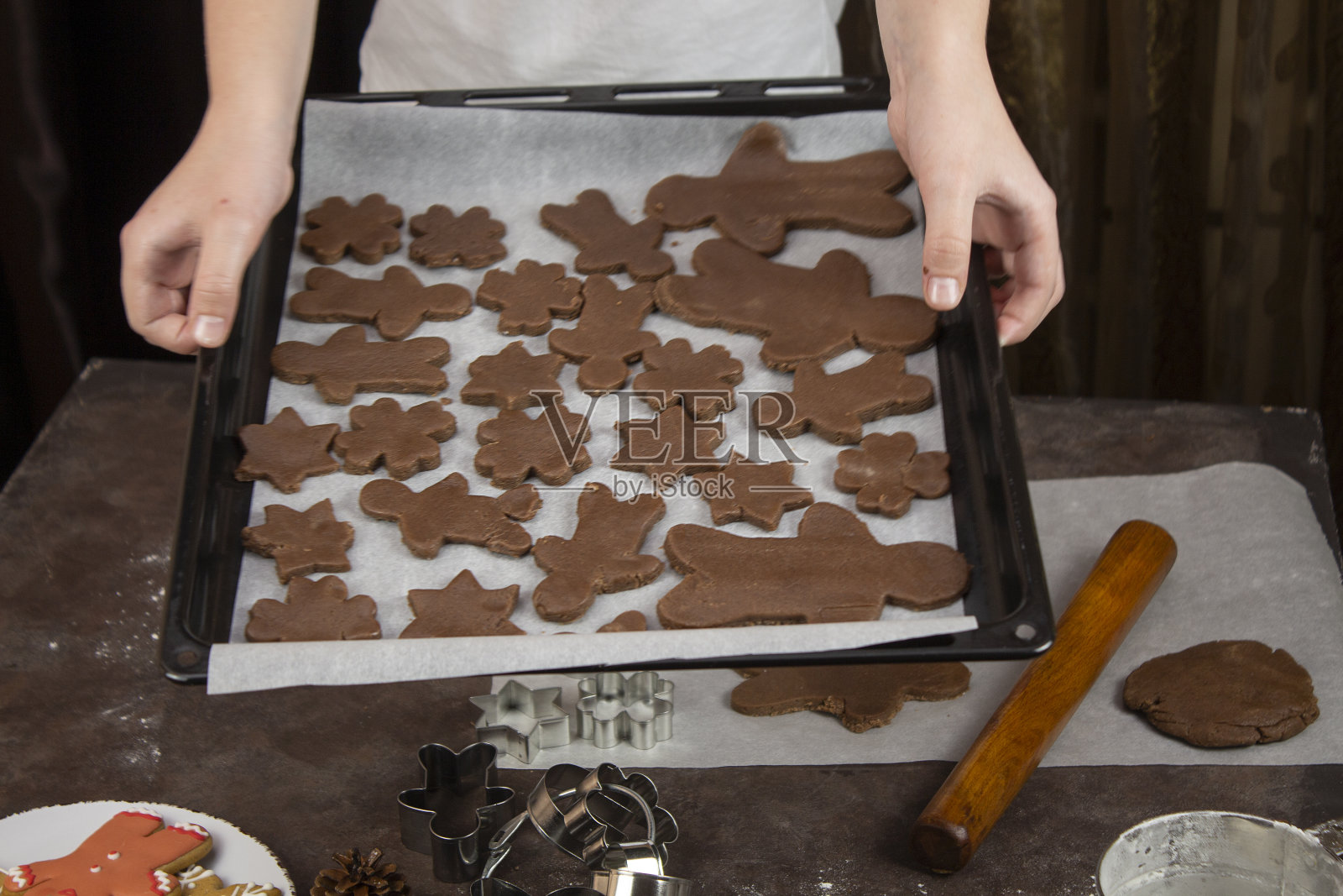 圣诞姜饼。美味的自制的姜饼。自制圣诞姜饼。饼干。本空间照片摄影图片