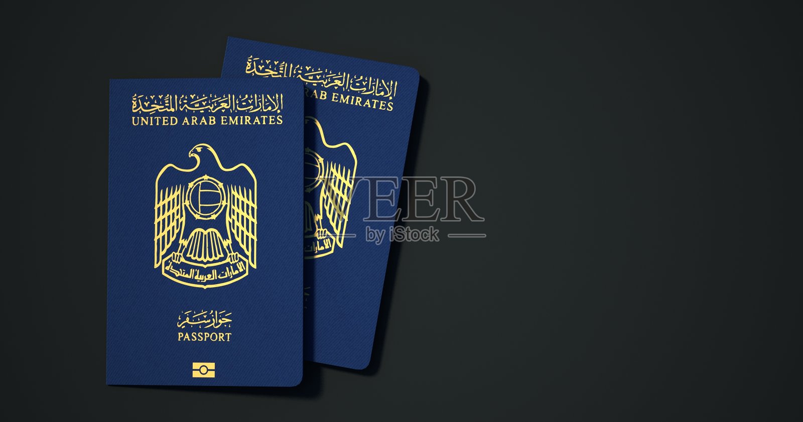 阿联酋的护照。
来自不同国家的护照,深色背景3d渲染。照片摄影图片