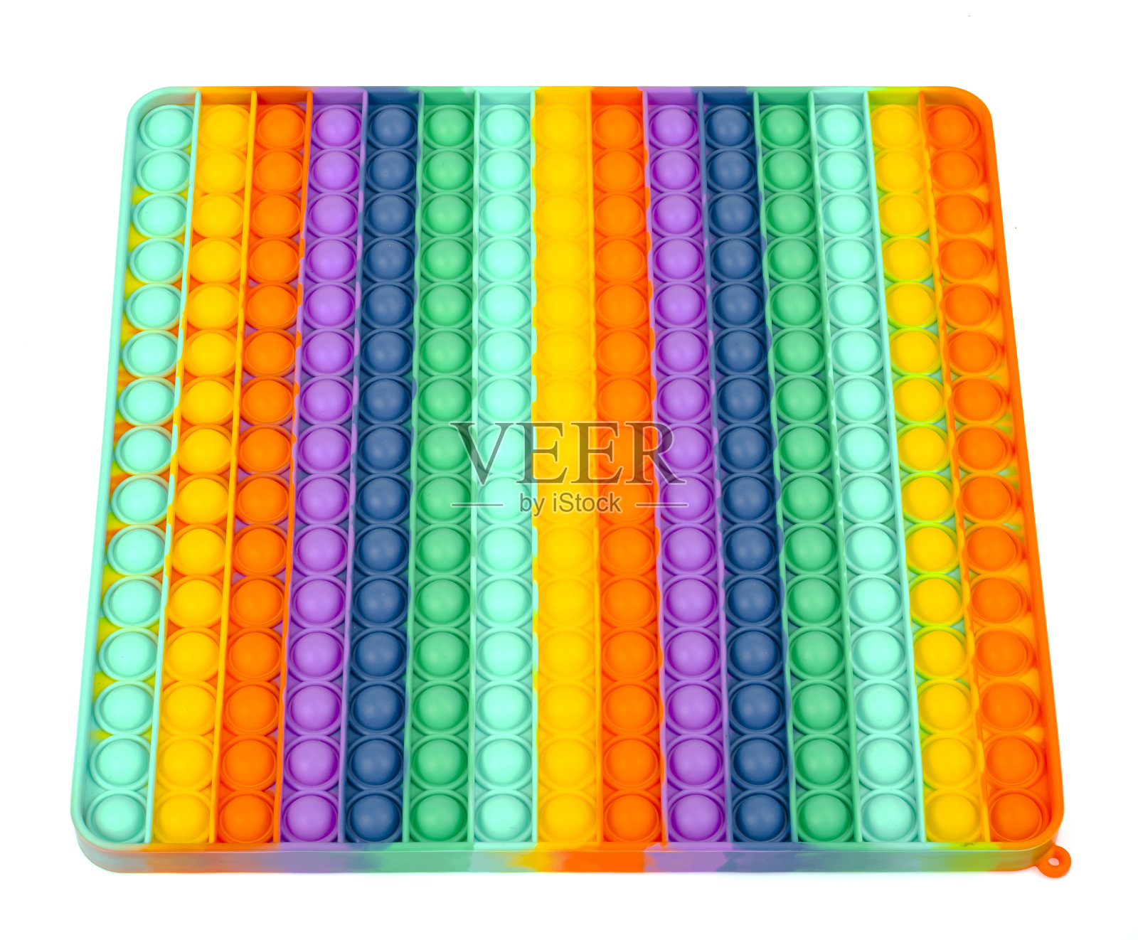 方形的彩虹色,多色的简单酒窝,流行起来。时尚、现代的儿童及成人抗压力玩具。照片摄影图片