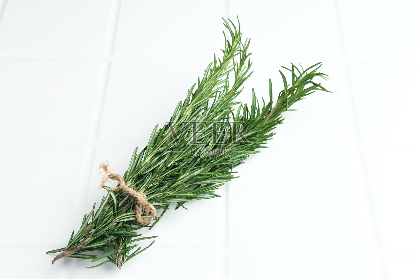 迷迭香放在白色的背景上。照片摄影图片