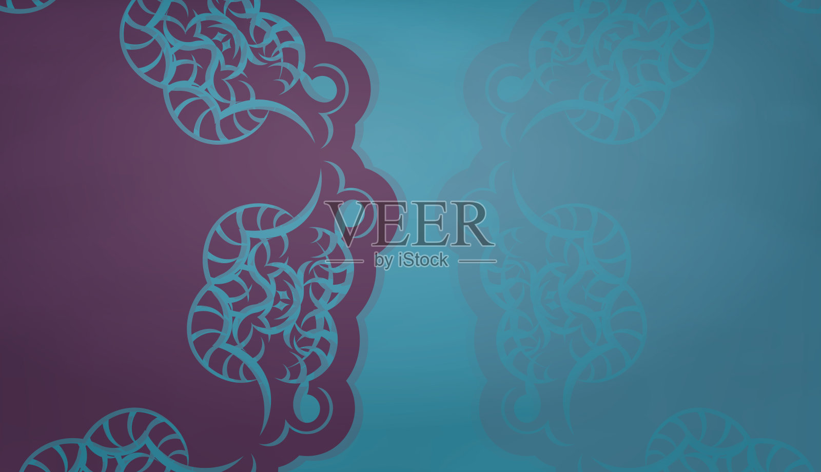 印有豪华紫色图案的绿卡,祝贺你。插画图片素材