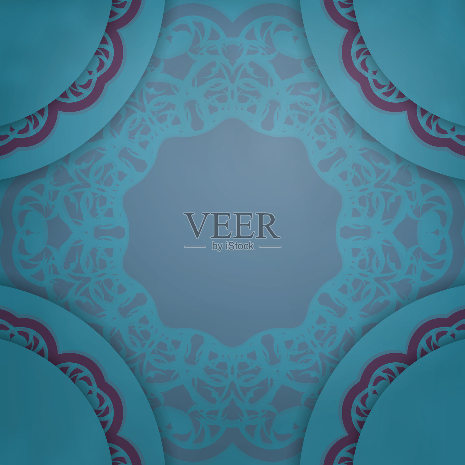 绿色小册子与希腊紫色装饰准备印刷。插画图片素材