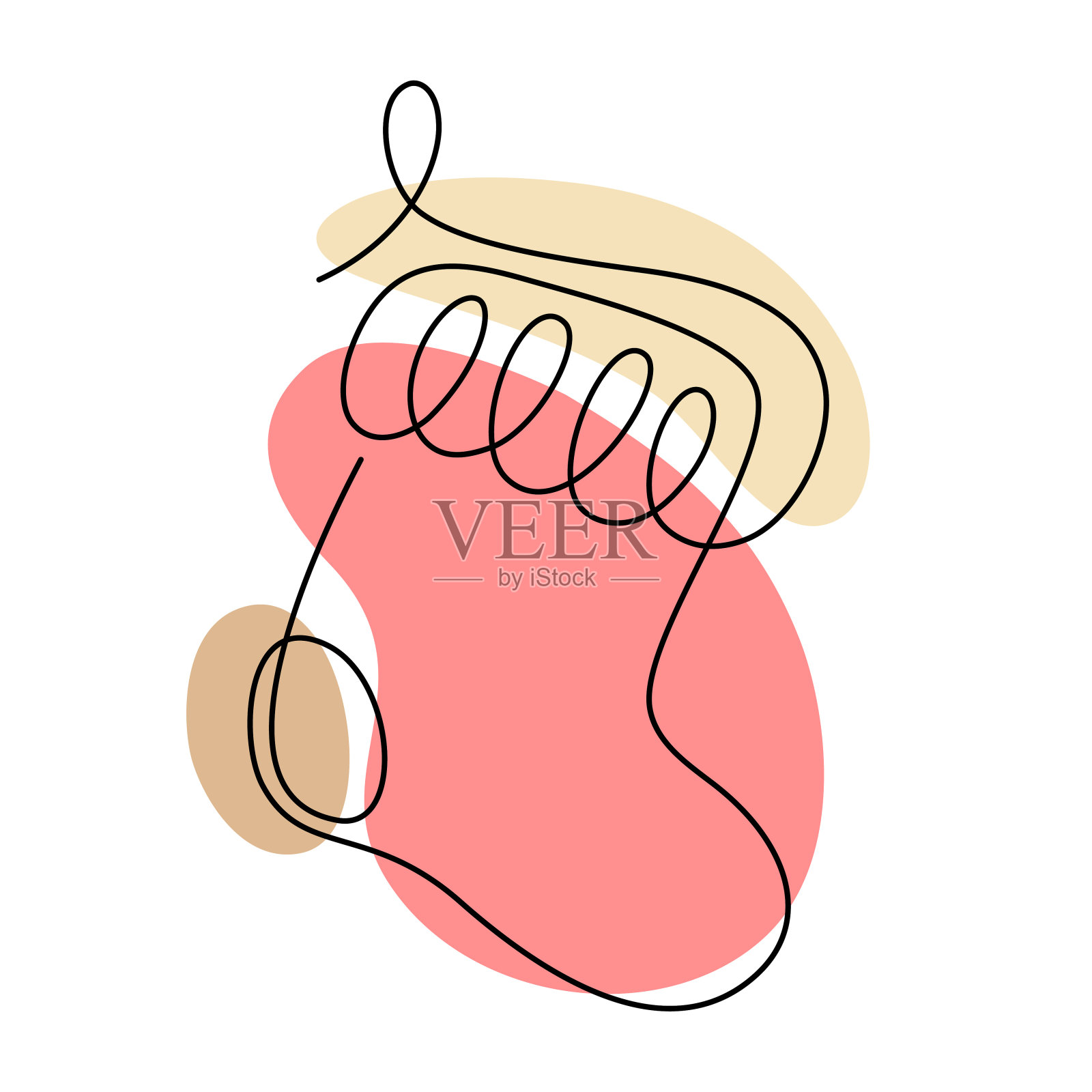 连续的一条线艺术的圣诞袜。线性风格和手绘标志。圣诞快乐和新年快乐概念。插画图片素材