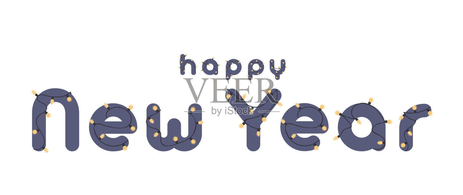 写新年贺词。为横幅,明信片或新年海报的文本。向量。插画图片素材