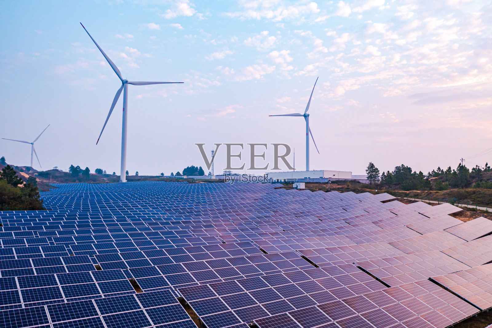 风能、光伏发电鸟瞰图照片摄影图片