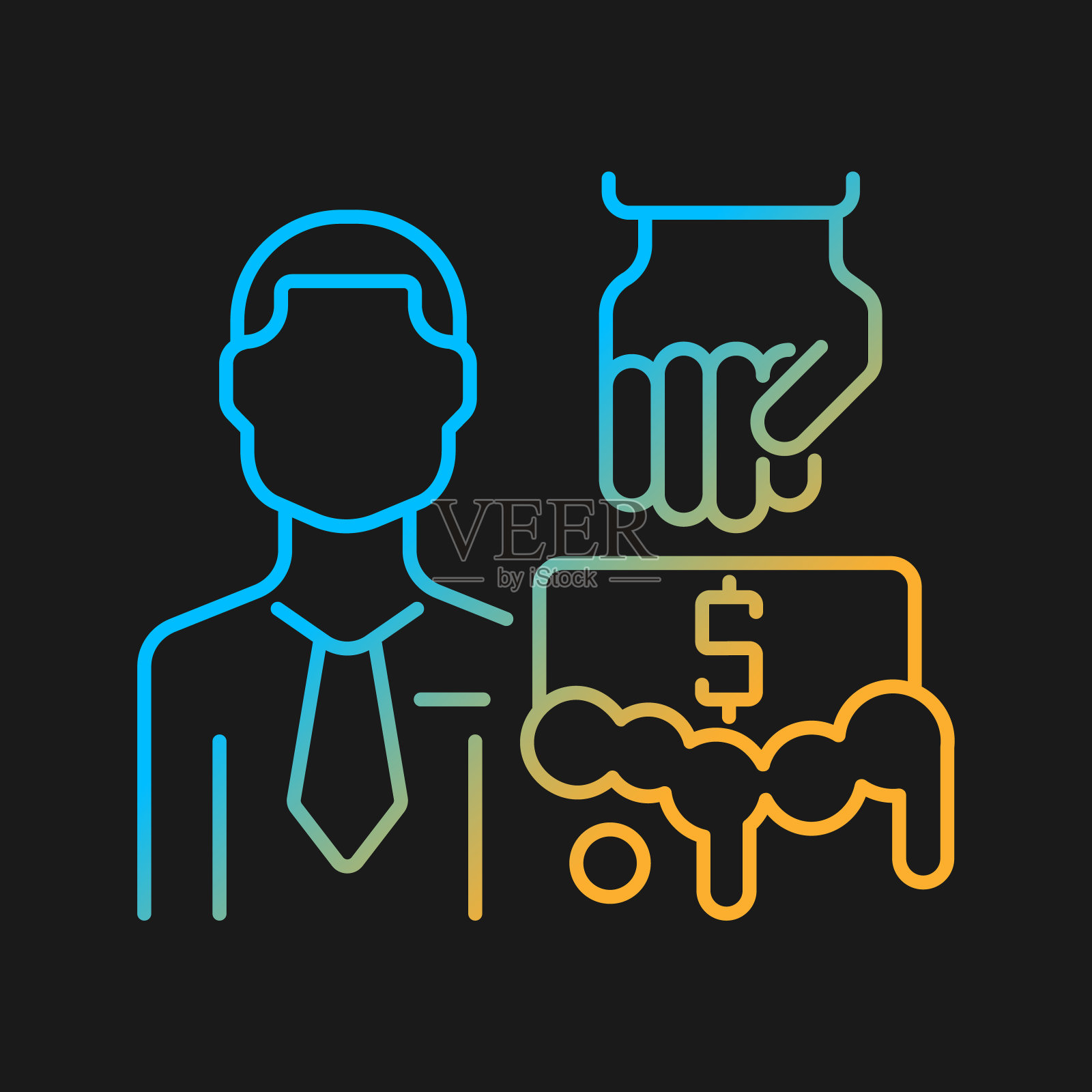 深色主题的反洗钱审计师渐变矢量图标插画图片素材