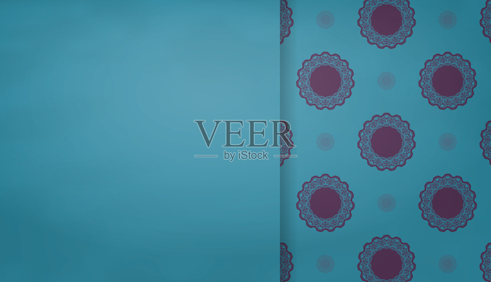 绿色明信片与希腊紫色装饰为您的设计。插画图片素材