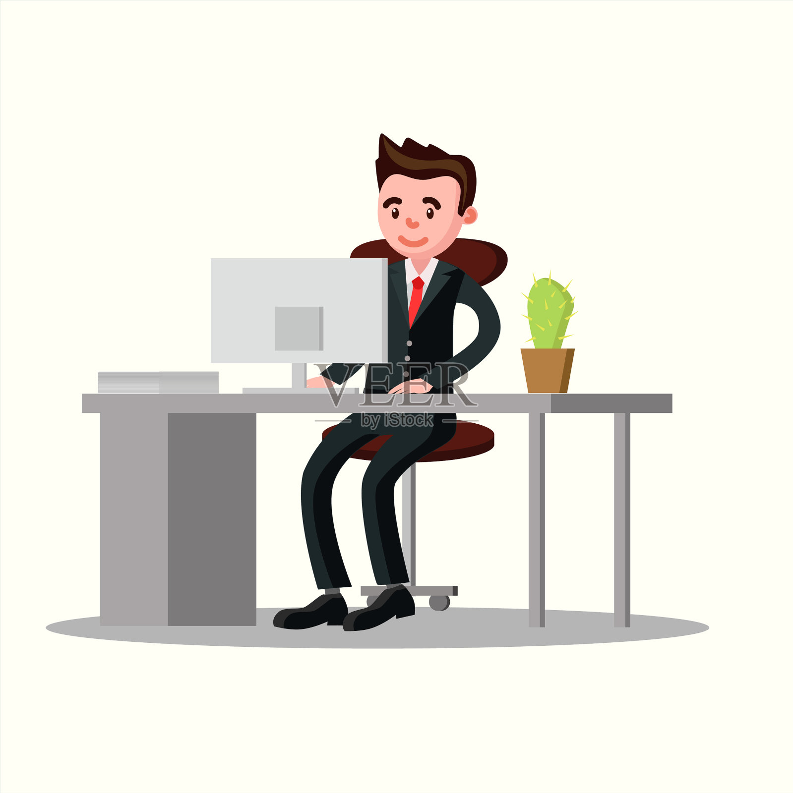 办公室氛围图标扁平化设计插画图片素材