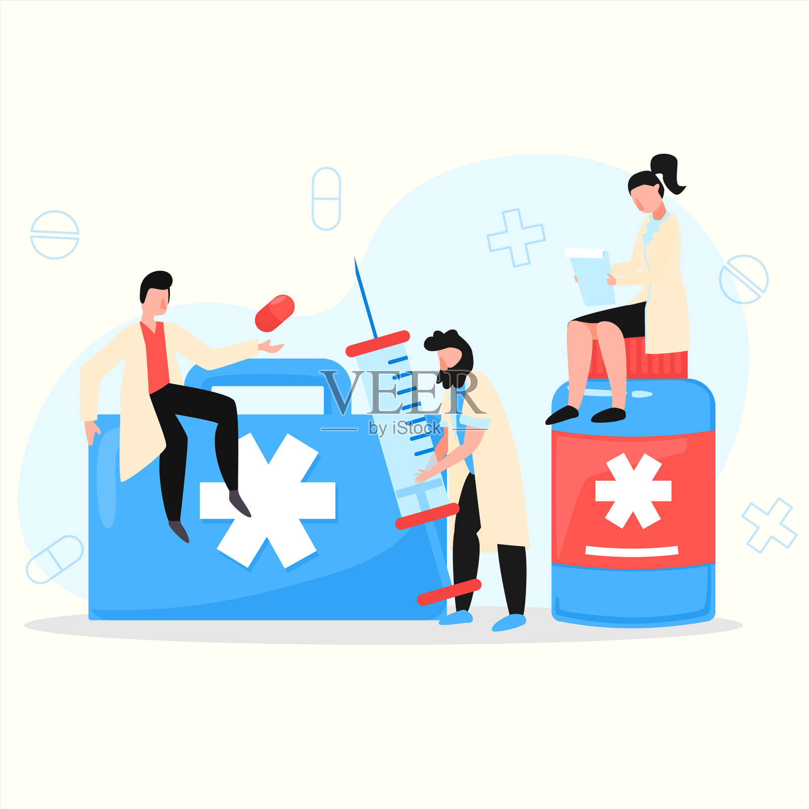 在线医药平面设计插画图片素材