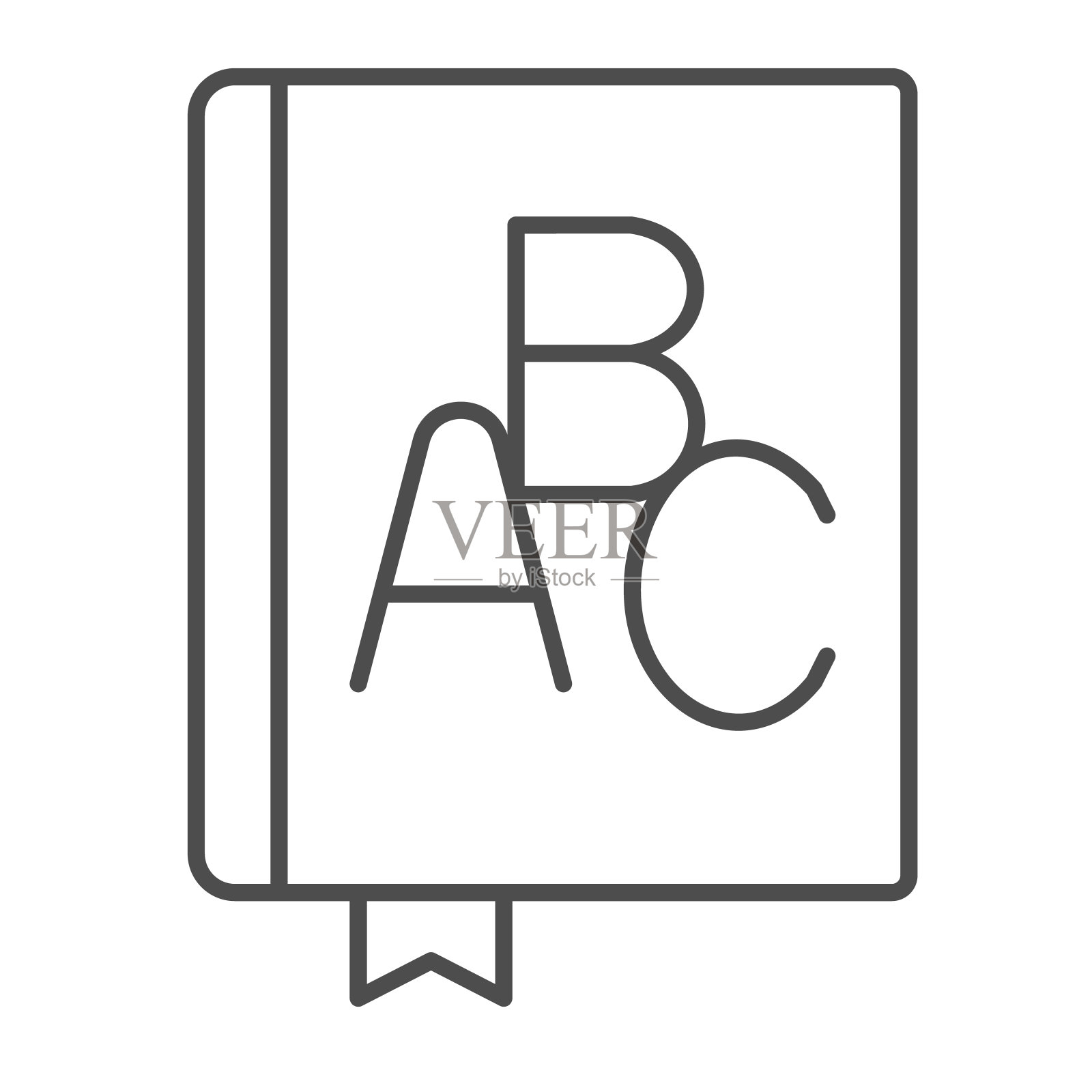 书与ABC,教科书,字典,字母细线图标,教育概念,阅读矢量标志在白色背景,轮廓风格图标的移动概念和网页设计。矢量图形。插画图片素材