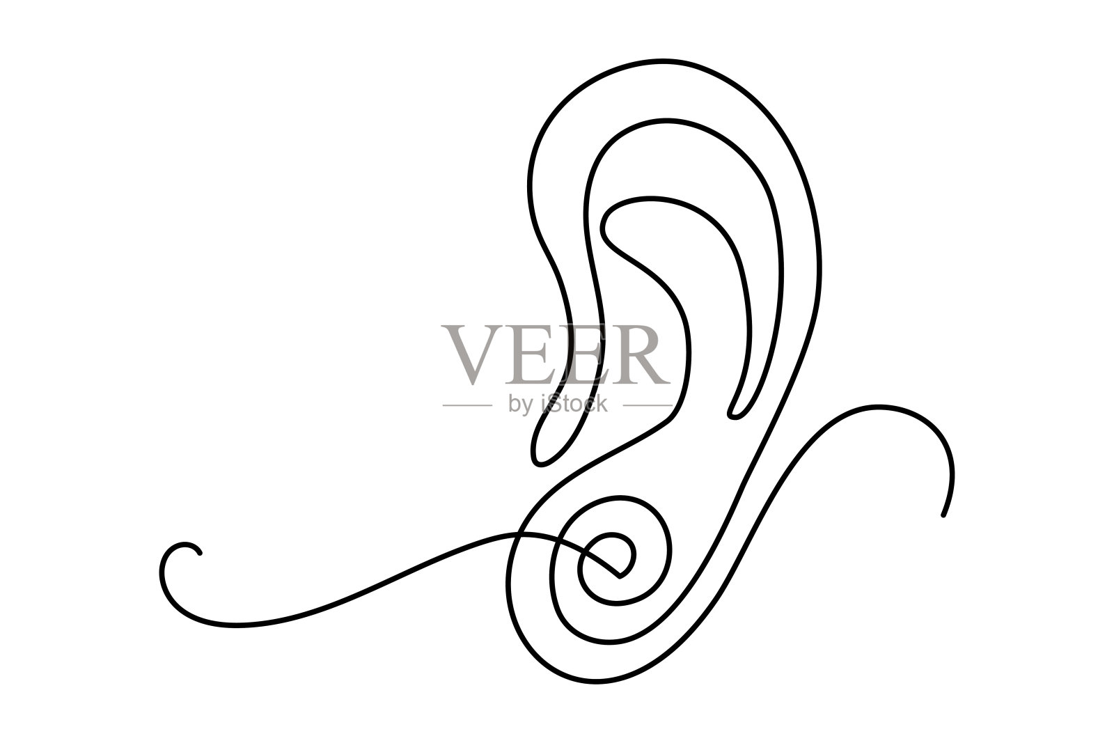 人耳连续一线画。插画图片素材