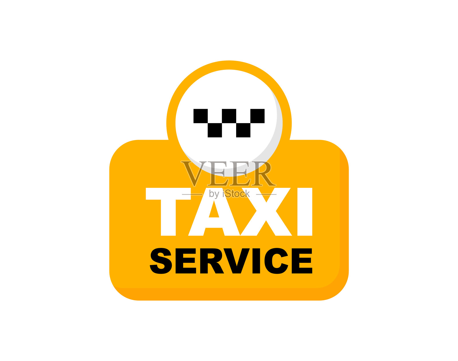 出租车服务徽章。出租车的迹象。出租车呼叫服务的黄色贴纸。24/7的服务。矢量插图。插画图片素材