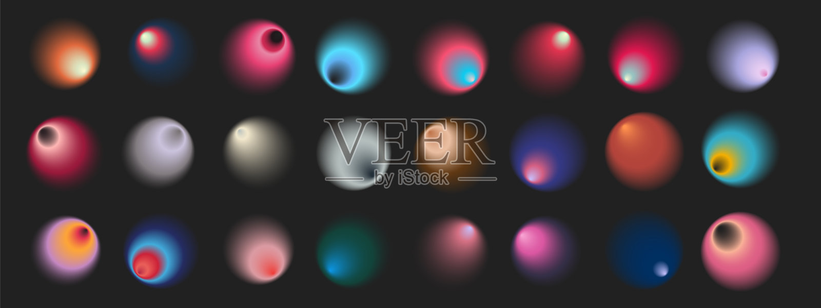 圆形模糊梯度集合。充满活力的柔和模糊的彩色梯度现代时尚的设计,未来的艺术品。插画图片素材