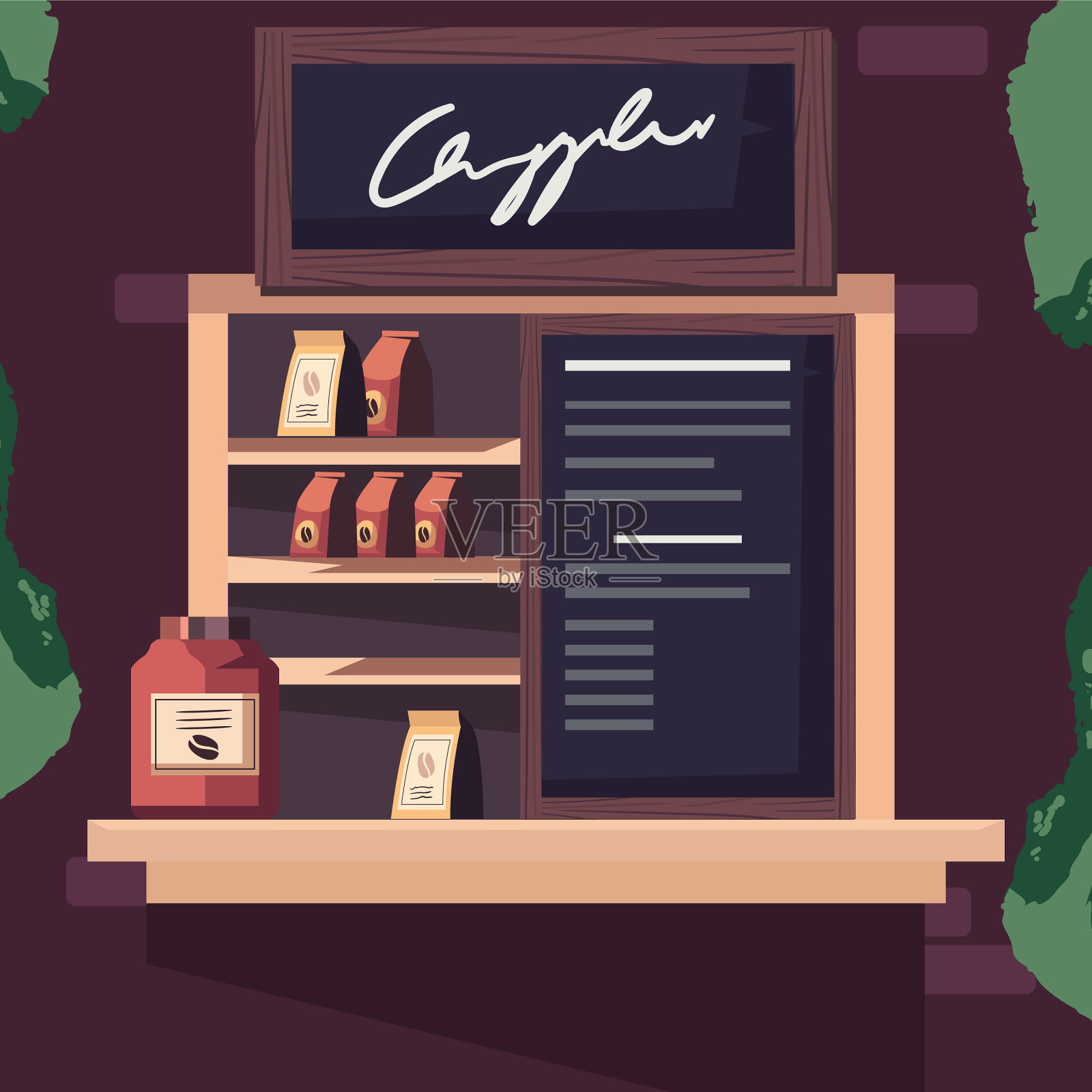 咖啡店的产品插画图片素材