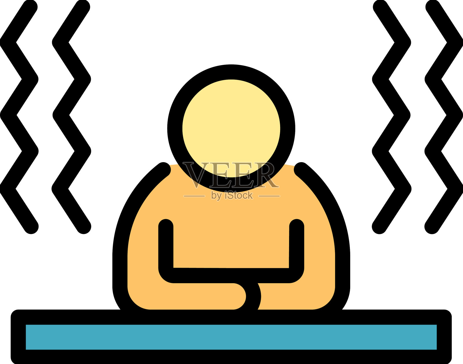 紧张的男人图标颜色轮廓插画图片素材