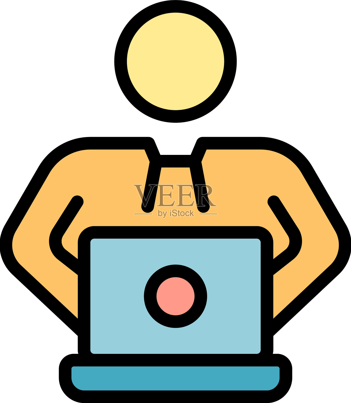 在线培训图标颜色大纲插画图片素材