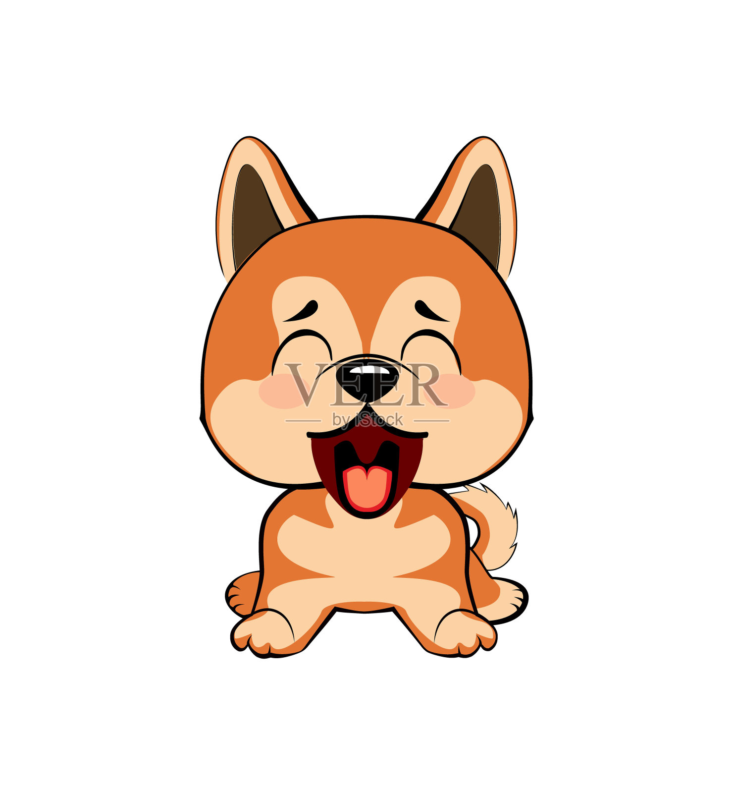 小狗角色与张开的嘴,可爱有趣的梗向量插图插画图片素材