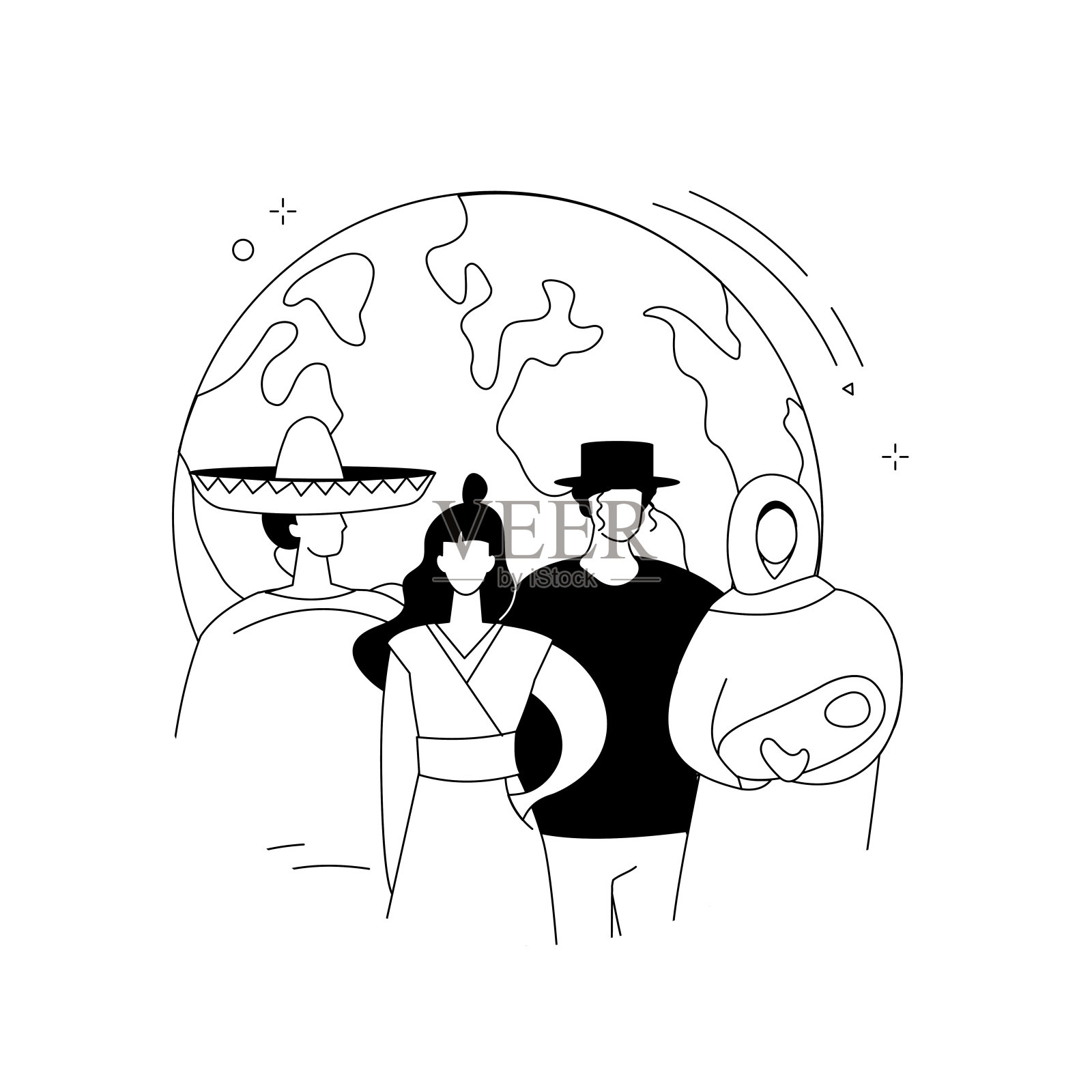 民族抽象概念向量插图。插画图片素材