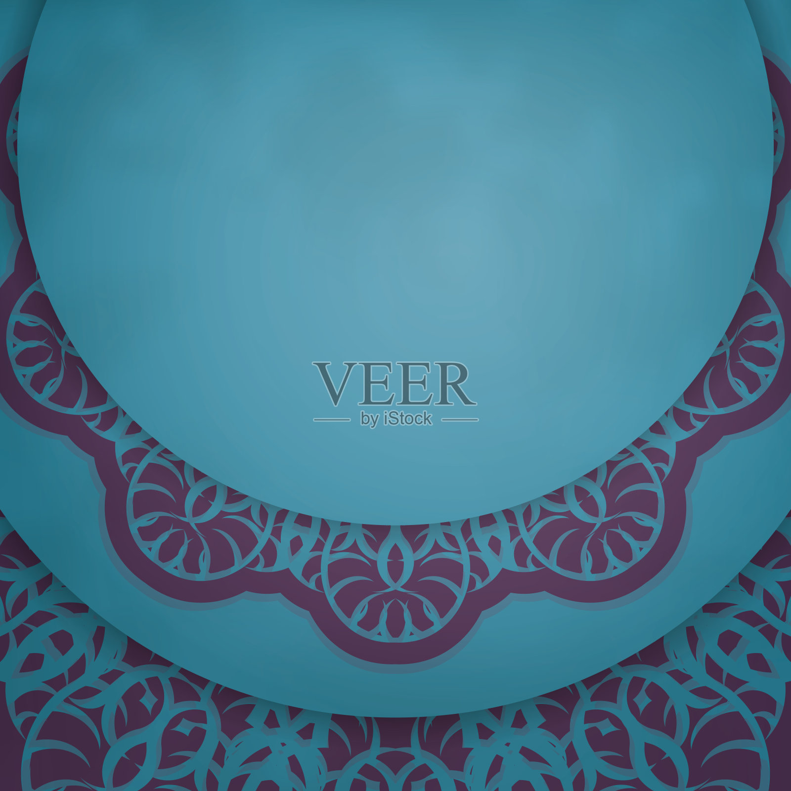 欢迎小册子在绿松石色与印度紫色图案准备印刷。插画图片素材