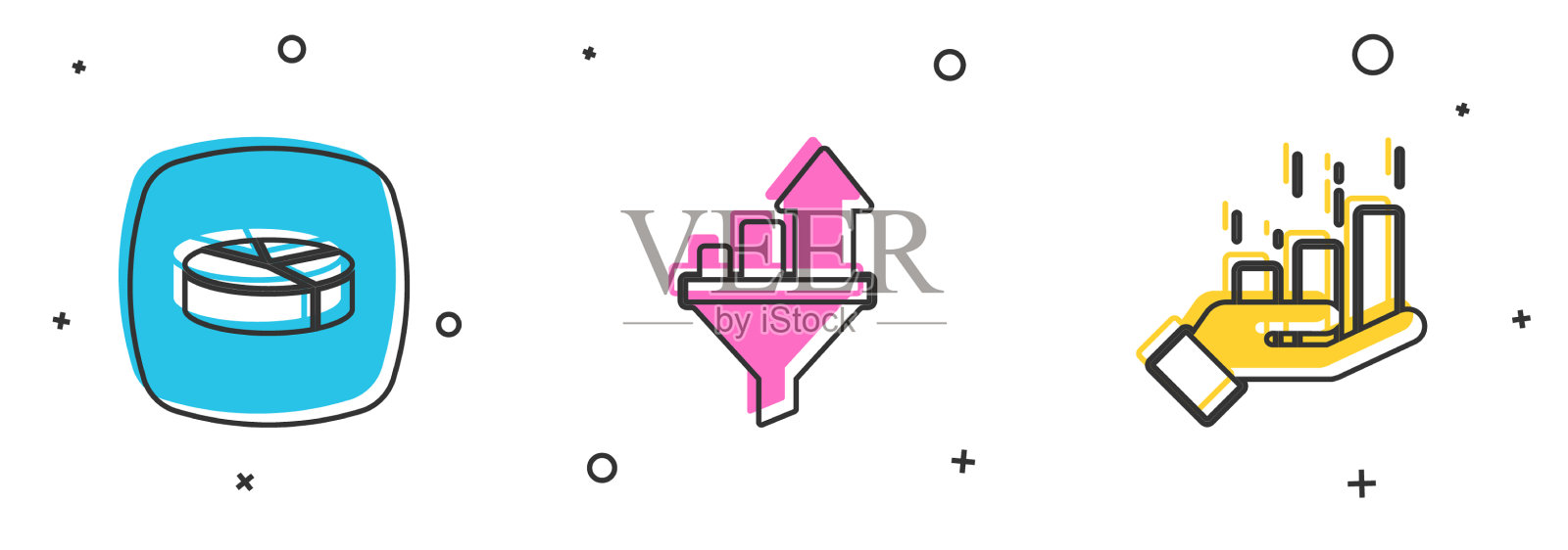 用和设置饼图信息图销售漏斗图标素材