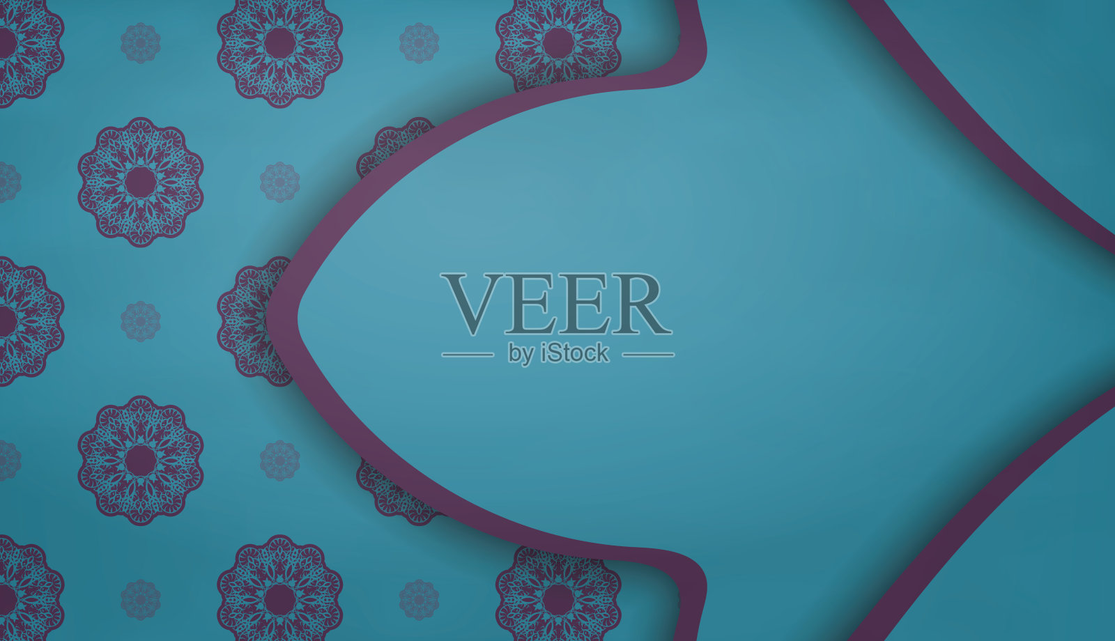 蓝绿色横幅与豪华紫色图案和一个地方为您的文本插画图片素材