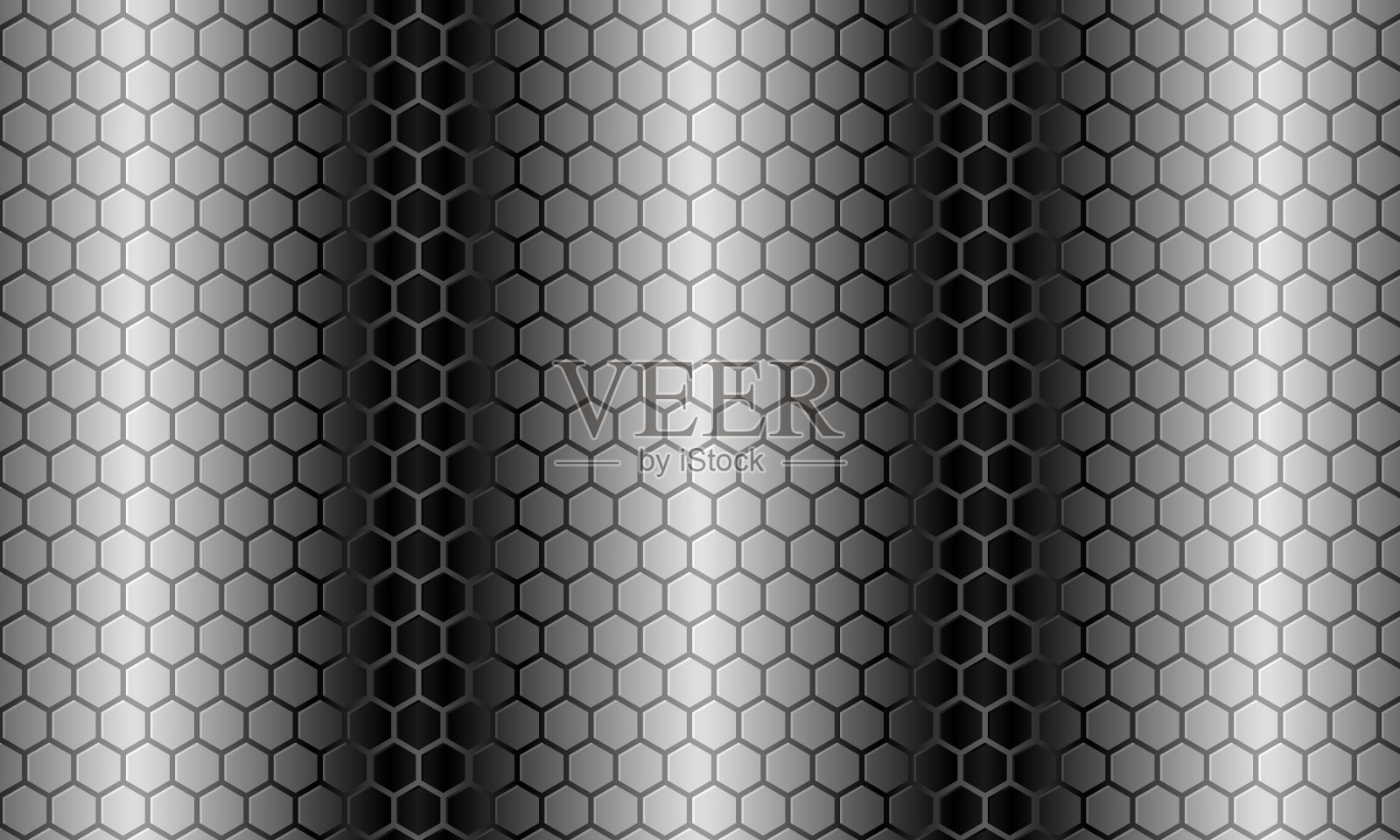 六角形不锈钢背景,蜂窝抽象几何图案。灰色六边形碳纤维纹理插画图片素材