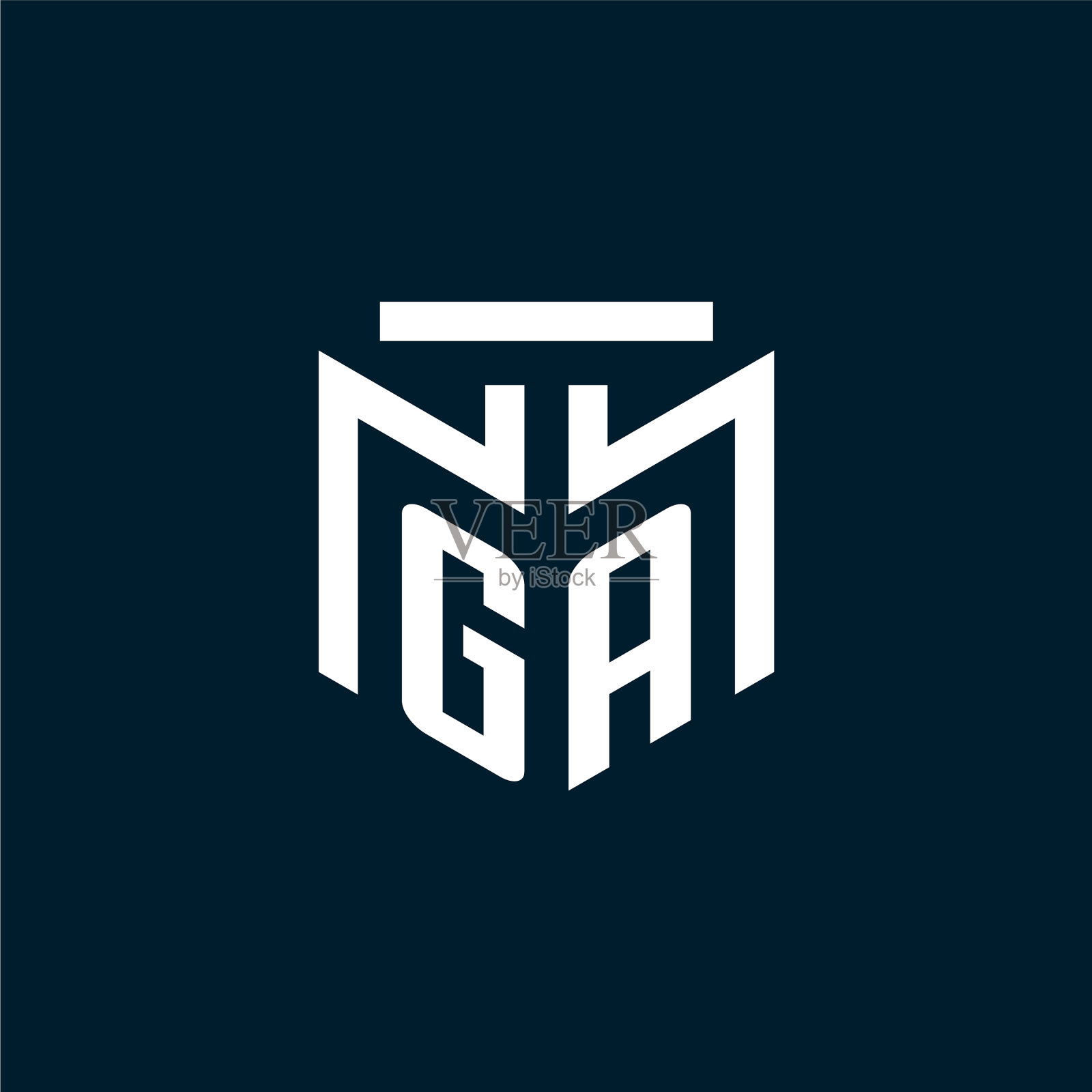 字母组合的初始标志与抽象几何插画图片素材