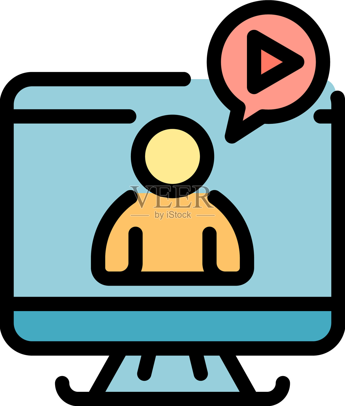 首页在线会议图标颜色大纲插画图片素材