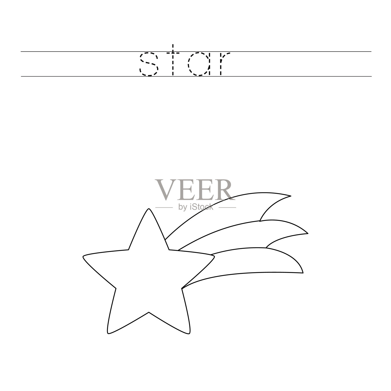 描记字母和彩色黑白圣诞之星。设计元素图片