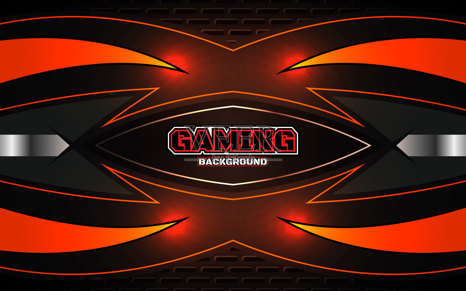 抽象的光未来橙色和黑色游戏背景与现代电子竞技形状。矢量设计模板技术的概念插画图片素材